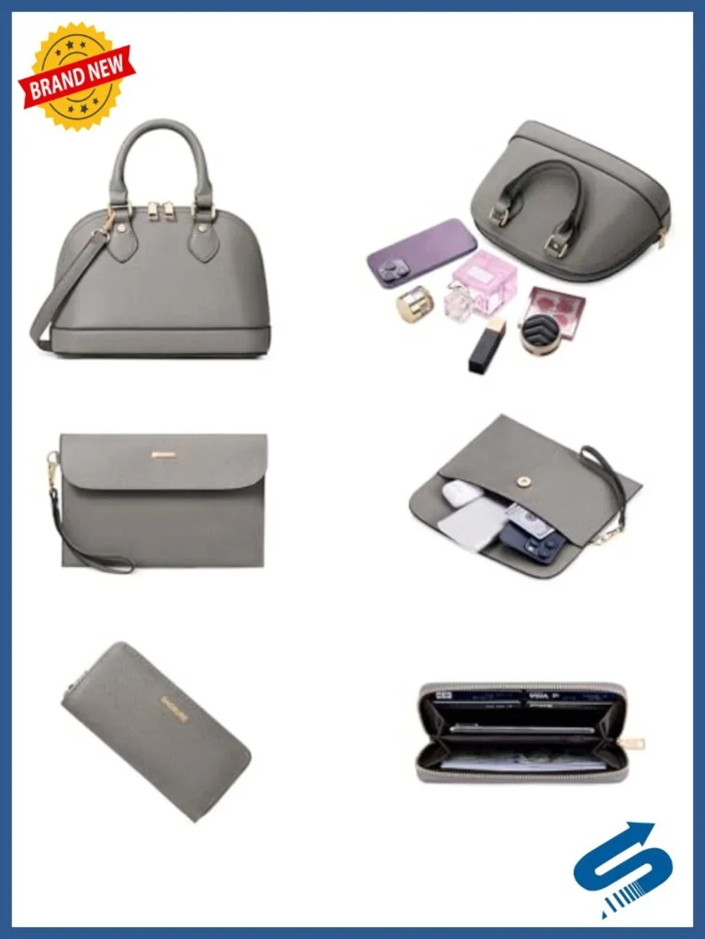 4-Piece Faux Leather Handbag Set with Wallet, Crossbody & Tote